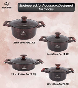 Ensemble de casseroles en granit de qualité supérieure antiadhésif avec poignées en bakélite résistantes à la chaleur, couvercles en métal économiseurs d'énergie et base compatible induction - Product Image 2