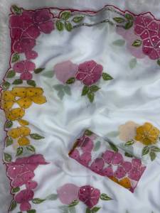 Sari indio de boutique, color rosa, con hermosas cintas y lentejuelas, con pintura al pincel, ropa tradicional india, ropa étnica para mujer. - Product Image 5