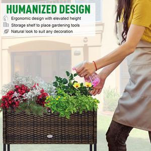 Classic 28\" High Elevated Rattan Planter <b>Box</b> <b>Tool</b> Storage Indoor/Outdoor <b>Garden</b> Raised Bed Square Design Medium Pots Giant - Product Image 6