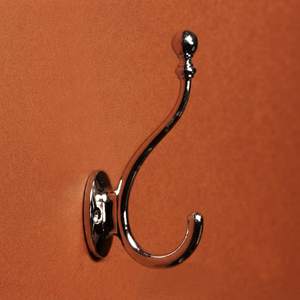 Chrome <b>Wall</b> Mounted <b>Coat</b> <b>Hook</b> With Two Hanging Points Durable Metal Construction Easy To Install Sleek Modern Design <b>For</b> Home - Product Image 1