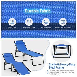 Silla Reclinable Plegable con Respaldo y Reposapiés Ajustables para Uso en la Playa - Product Image 4