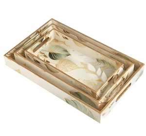 Plateau de rangement en MDF, design oriental, chameaux, éléphants, palmiers, finition laquée, empilable, passe au lave-vaisselle, pour salle de bain, bureau - Product Image 1