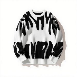 Men's Knitted Custom Design Patchwork <b>Pullover</b> <b>Sweater</b> Full Sleeve Standard Thickness Polyester Regular Drop Shoulder Button - Product Image 6