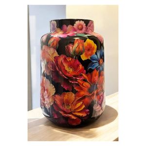 Vase à fleurs en métal émaillé de luxe, pot décoratif floral peint à la main, centre de table, décoration de mariage et de maison, grand pot de rangement - Product Image 5