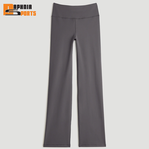 Customized High Waisted Spandex Cotton Pleated <b>Flared</b> Pants Women's Solid Color Sports Bra <b>Leggings</b> Gym Set Breathable Quick Dry - Product Image 5