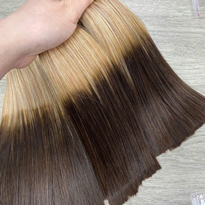 Prix usine 100% brut vierge vietnamien trame humaine dentelle perruque os droit Ombre brun couleur Super Double dessiné Extensions de cheveux - Product Image 2