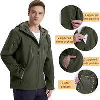Veste bomber softshell imperméable coupe-vent à capuche et fermeture éclair pour unisexe