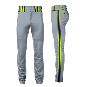 Pantalon de baseball pour adulte, couleur gris, bas ouvert, côtés rayés, longueur intégrale, 100% polyester, pantalon de baseball pour homme et jeune. - Product Image 6