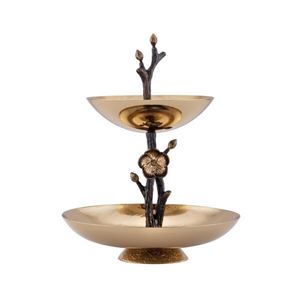 ถาดช็อกโกแลตสองชั้นสีทองลายดอกไม้ ดีไซน์หรูหราสำหรับตกแต่งบนโต๊ะ - Product Image 1