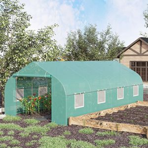 Serra a tunnel da esterno in acciaio resistente 20FT X 10FT X 7FT con finestre avvolgibili, porta con cerniera e copertura in PE per giardino - Product Image 2