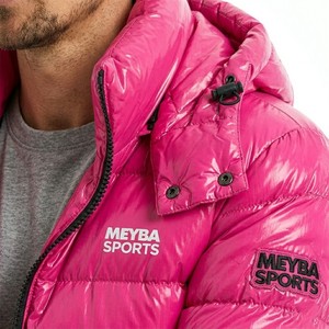 MEYBA SPORTS Men's Hooded Puffer Jacket Pink Windproof <b>Thick</b> <b>Winter</b> <b>Coat</b> Sporty Style Zipper Closure Regular Fit Style Jacket - Product Image 5