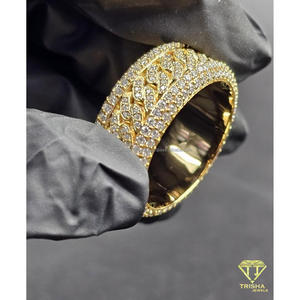 Bague à maillons en argent 925 avec diamants de laboratoire, plaqué or, style Iced Out, bijou de luxe pour les acheteurs en gros - Product Image 4