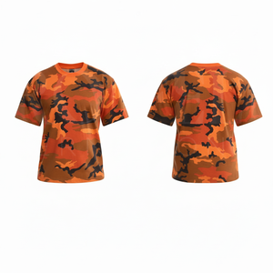Camiseta de Manga Corta con Camuflaje, Cuello Redondo, para Trabajo al Aire Libre, con Bolsillo en la Manga, de Algodón, Corte Holgado, Transpirable, para Verano - Product Image 6