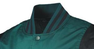 Chaqueta Varsity Verde para Hombre, Corte Regular, Cuello Camisero, Color Sólido, Poliéster, Ropa Casual de Otoño - Product Image 5