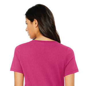 T-shirt tendance pour femme à col en V, en coton doux et extensible, à manches courtes, basique, mode décontractée, fabricant de marques privées - Product Image 6