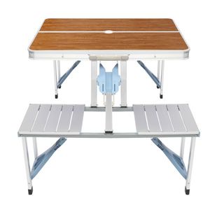 50kg Aluminum Alloy One Piece Camping Table and Chair 136*85.5*67cm Wood Grain Color - Product Image 5