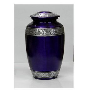 โกศเผาศพผู้ใหญ่สไตล์อเมริกันสีม่วง พร้อมแถบตกแต่งสีเงิน ผลิตจากวัสดุคุณภาพสูง - Product Image 3