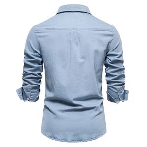 Chemise en jean légère à manches longues pour homme, coupe ajustée, décontractée, respirante, écologique, séchage rapide, coton et élasthanne, personnalisable, été - Product Image 2