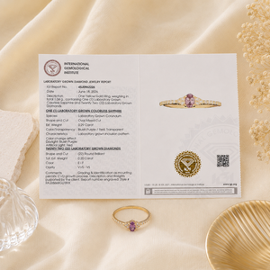 Bague en or jaune massif 14 carats avec diamant de laboratoire et alexandrite pour femme, bijoux de créateur, cadeau de luxe pour toutes les occasions - Product Image 6