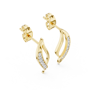 Juego de pendientes minimalistas con diamantes cultivados en laboratorio, en oro amarillo macizo de 18 quilates, para compromiso, boda, fiesta, regalo de San Valentín, uso diario para mujeres. - Product Image 2