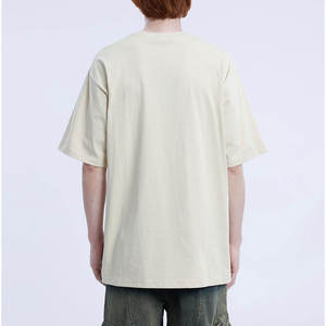 T-shirt de sport pour homme en molleton de coton, coupe ajustée, anti-plis, respirant, style décontracté, col rond, manches courtes, tricoté 180g - Product Image 2