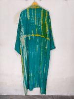 Robe kimono de luxe en soie patchwork, cache-maillot de bain, tenue de nuit, longue robe, kimono indien vintage fait main en soie de sari recyclée