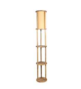 Lampe sur pied de luxe beige avec abat-jour en métal et tissu, base en bois, OEM ODM, faible MOQ, prix d'usine, vente en gros, approvisionnement en vrac - Product Image 4