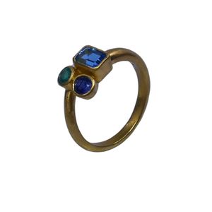Wedding Wear 925 Sterling <b>Silver</b> Gold Plated Jewelry Blue Topaz <b>Emerald</b> Gemstone Women Wear Classic <b>Ring</b> - Product Image 5