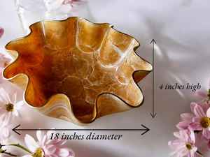 Grand bol en résine époxy crème fait main, motif floral, corail et or, pour centre de table - Product Image 3