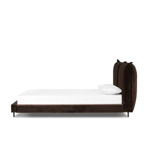 Cama de plataforma tapizada minimalista moderna con cabecero de tela para muebles de dormitorio contemporáneos - Product Image 3
