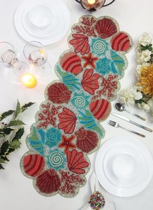 Camino de Mesa en Forma de Corazón con Cuentas Hechas a Mano, Ecológico, Tela Resistente, Colores Rojo/Rosa/Blanco, Grosor de 5mm - Product Image 2