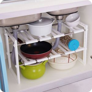 Organizzatore da Cucina a 2 Livelli Sottopensile Espandibile con Scolapiatti e Ripiano Portaoggetti per Lavello - Product Image 5