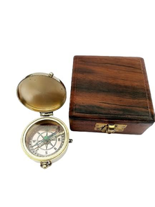 Boussole vintage avec boîte en bois, boussole de navigation nautique, boussole de poche pour les voyages, les aventures en plein air et la décoration de la maison - Product Image 2