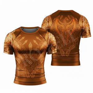 เสื้อรัดรูปคุณภาพสูง ขายดี 100% แขนสั้น สำหรับ MMA BJJ เล่นเซิร์ฟ ออกกำลังกาย ป้องกันรังสียูวี เสื้อคาราเต้ ผู้ชาย - Product Image 4