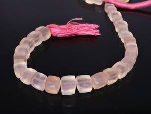 AAA Natural Rose Chalcedony Faceted Cube Shape Briolette 6-7MM Pink Chalcedony Square Box 3D Beads Natural Rose Quartz <b>Gemstone</b> - Product Image 5
