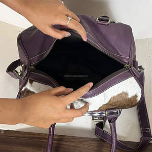 Bolso de Hombro Cruzado de Cuero Genuino con Diseño a Cuadros y Pelo de Vaca, Estilo Retro Vintage, para Mujer - Colección Expo Marzo 2026 - Product Image 6