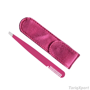 Wholesale Stainless Steel Eyelash Extension Tweezers Private Label Eyebrow Tweezers Slanted Tip <b>Makeup</b> <b>Tool</b> - Product Image 6