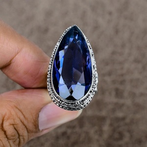 Designer Tanzanite Gemstone <b>Ring</b> <b>925</b> Sterling <b>Silver</b> Blue Topaz <b>Ring</b> Handmade Jewelry Statement <b>Ring</b> For Her - Product Image 3