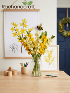 Handmade Wool Felt Forsythia <b>Flower</b> Stems <b>Artificial</b> Felt Jasmine Bouquet for Home Decor Eco-Friendly Spring Floral Arrangement - Product Image 2