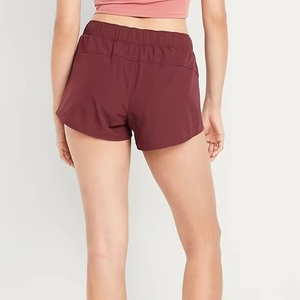 Spring Summer Ladies Mid <b>Waist</b> <b>Elastic</b> Washed Spandex/Polyester Breathable Regular Fit Sports Leisure Shorts New American Hot - Product Image 3