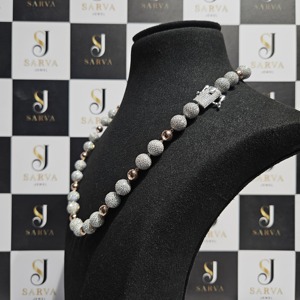 925 Silver Moissanite Ball Bead Necklace Hip Hop <b>Iced</b> <b>Out</b> Beaded <b>Chain</b> Luxury Unisex Statement Jewelry OEM ODM - Product Image 2