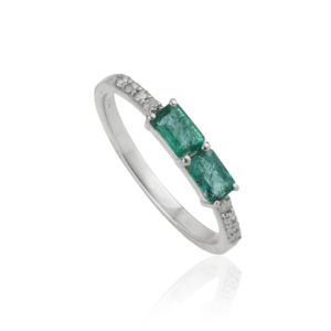 Best Selling Octagon Cut 100% Genuine <b>Emerald</b> & Round Diamond 925 Sterling <b>Silver</b> Handmade Fine Jewelry <b>Ring</b> - Product Image 1