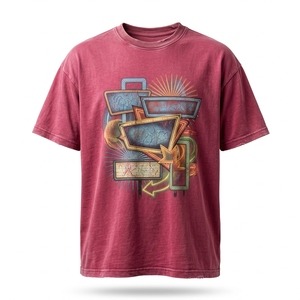 Camiseta Oversize Vintage de Algodón Estilo Urbano con Lavado Ácido y Estampado Digital, Logotipo Personalizado, Directo de Fábrica, en Stock - Product Image 1