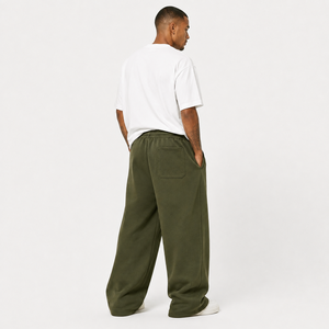 Pantalon de survêtement pour homme à coupe ample et jambe large, respirant, écologique, avec logo personnalisé imprimé par transfert thermique, fermeture à cordon, tissu épais - Product Image 2