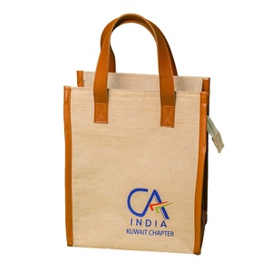 Bolsa de Almuerzo Biodegradable Juco con Cierre de Cremallera, Bolsa de Compras Reutilizable Ecológica, Asas de Cuero Reforzadas, Logotipo Personalizado - Product Image 5