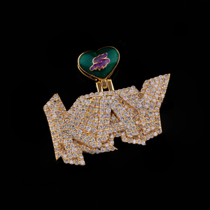 King Letter Pendant Gold Plated Crystal Rhinestone Themed Charm Hiphop Style For Unisex Fashion Jewelry - Product Image 1