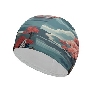 Bonnet de bain imprimé avec motif de fleurs de cerisier, unisexe, coloré, en polyester - Product Image 1