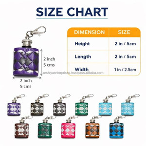 Stylish Tooled Checkered Leather <b>Mini</b> Hip Flasks Keychains Pocket Bottle Wine Holder with Clip Compact Travel Gift for Unisex - Product Image 2