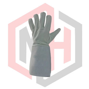 Gants de soudage TIG gris, résistants à la chaleur, en cuir lisse, gants de travail robustes en cuir de vachette, épaisseur 11 oz, anti-coupure - Product Image 2