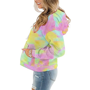 Sweat-shirt à capuche ample en molleton personnalisé avec logo, vert, bleu, jaune, pour femme, idéal pour l'hiver - Product Image 3